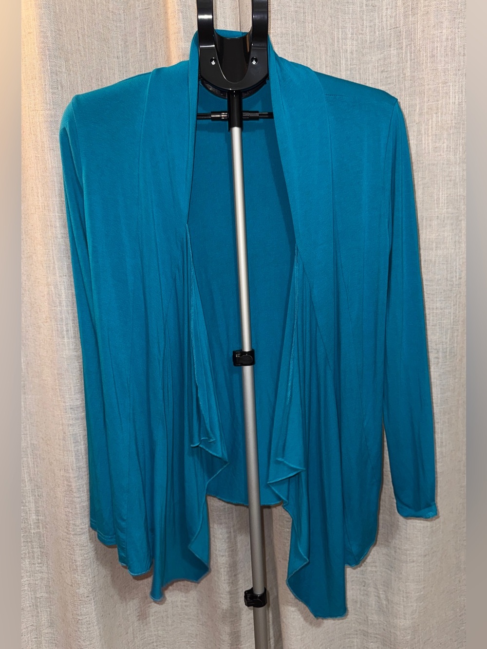 Women's Teal Open-Front Draped Cardigan